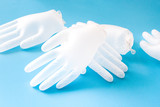 Disposable rubber gloves medical on background