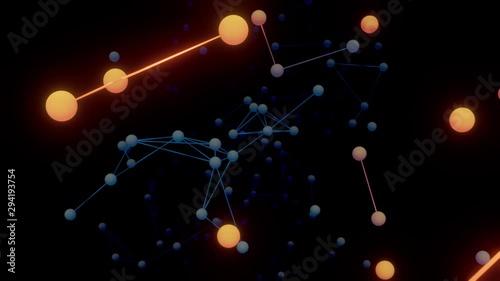 Nathlose Plexus Animation neuronales Netz mit wechselnden Verbindungen und Linien die durch Raum fliegen