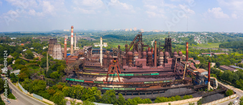 blast furnace and other elements of the metallurgical industry, a view of the structure from a height.