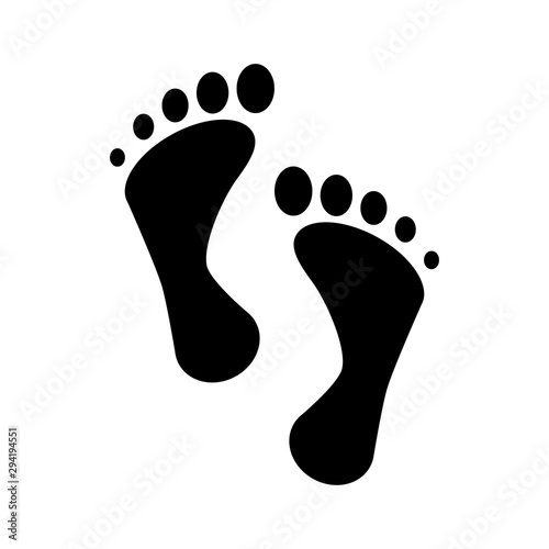 Human step or foot prints.  Vector icon or sign isolated on a white background © mr_stas