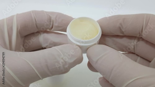 Preparation of lip ointments in the pharmacy laboratory photo