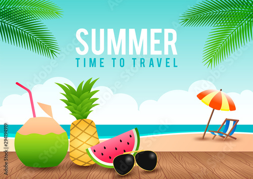 Summer sale offer banner decorative element with its symbol,modern and fashionable design