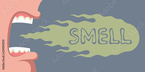 Screaming person having bad breath