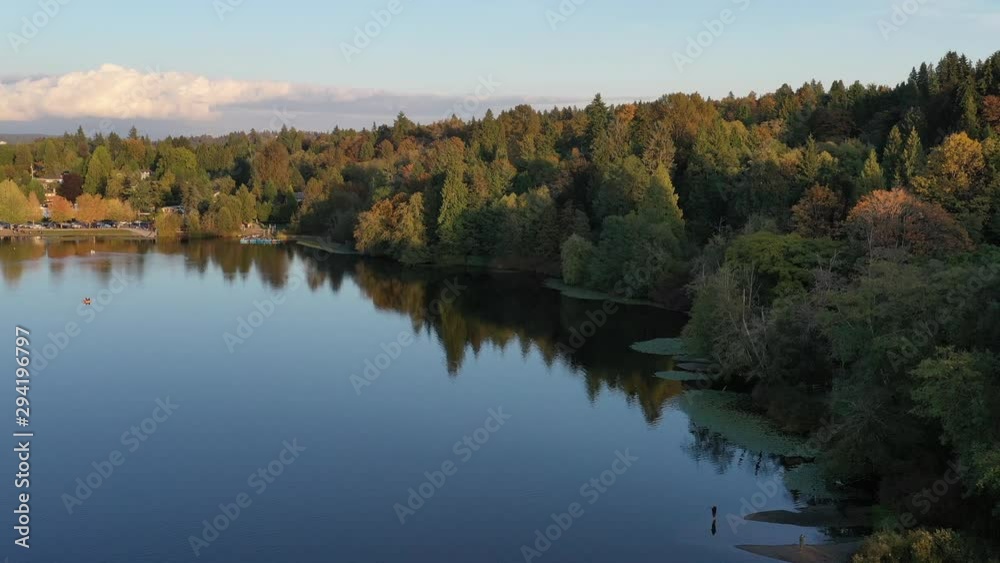 Aerial View at Mountain Lake with Dramatic Clouds in British Columbia, Canada. 4K. Aerial View at Mountain Lake with Dramatic Clouds in British Columbia, Canada. 4K.