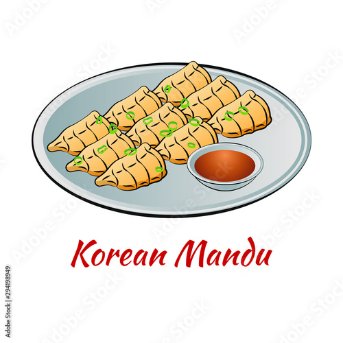 Set of delicious and famous food of Korean in colorful gradient design icon