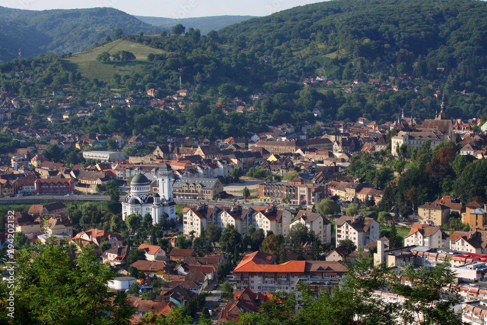 Aerial view of Sighisoara, Transylvania, Romania