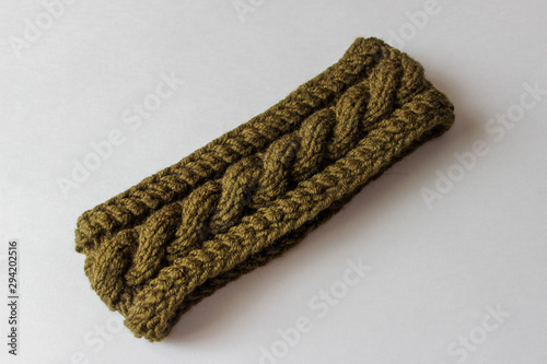 knitted headband on white background