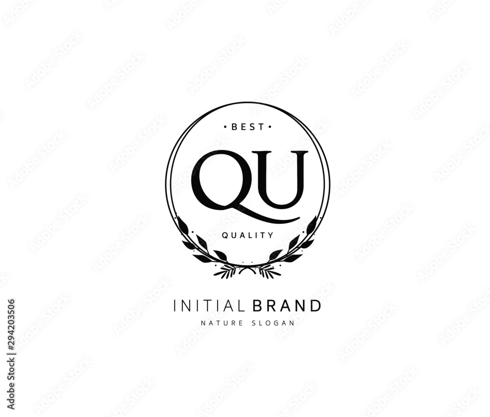 Q U QU Beauty vector initial logo, handwriting logo of initial signature, wedding, fashion, jewerly, boutique, floral and botanical with creative template for any company or business. Q U QU Beauty vector initial logo, handwriting logo of initial signature, wedding, fashion, jewerly, boutique, floral and botanical with creative template for any company or business.