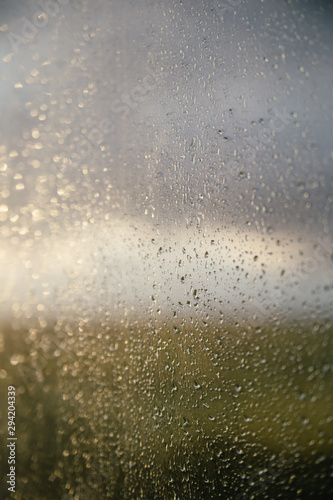 drops of water on windows glass