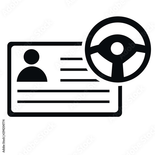 driving license icon with steering wheel car