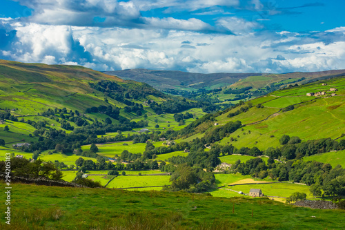 Yorkshire Dales, the road leading from Askrigg to Gunnerside in Swaledale. Gods Own Country.  Horizontal.  Space for copy. photo