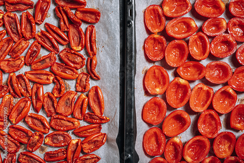 traditional italian food, sun-dried tomatoes made at home. © Mikhaylovskiy 