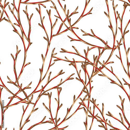 Seamless pattern with dry branches.