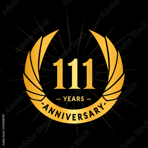 111 years anniversary celebration logotype. Elegant anniversary design. One hundred and eleven years logo.