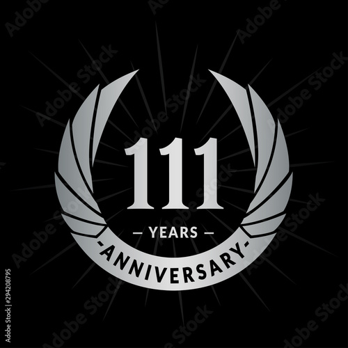 111 years anniversary celebration logotype. Elegant anniversary design. One hundred and eleven years logo. photo