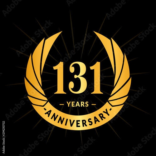 131 years anniversary celebration logotype. Elegant anniversary design. One hundred and thirty-one years logo.