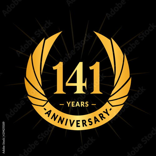 141 years anniversary celebration logotype. Elegant anniversary design. One hundred and forty-one years logo.
