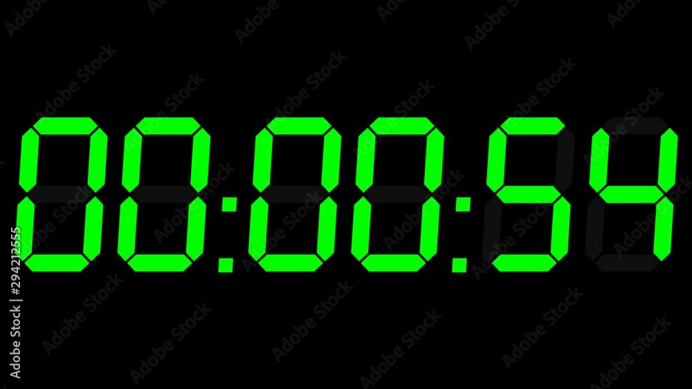 Digital Clock 1 Minute Count Down Green 4K Digital Clock 1 Minute Count Down Green 4K