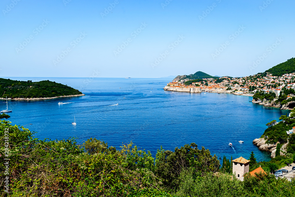 View to the old town of Dubrovnik and Lokrum
