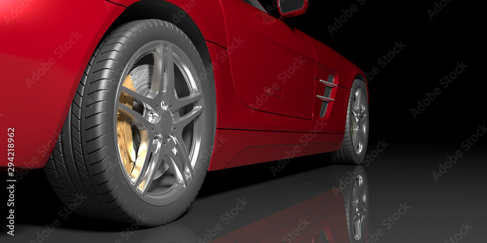 red car on a black background, 3d illustration red car on a black background, 3d illustration