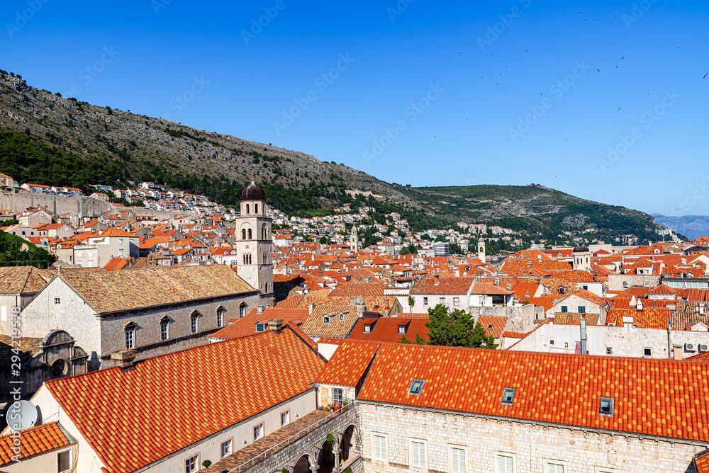 A view over Dubrovnik with St. Saviour Church in front