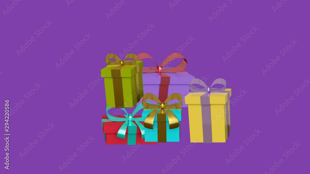 Gift boxes with ribbon and bow on a lilac background Gift boxes with ribbon and bow on a lilac background