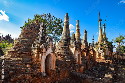 Shwe Indein Pagodas near Inle lake  Myanmar 