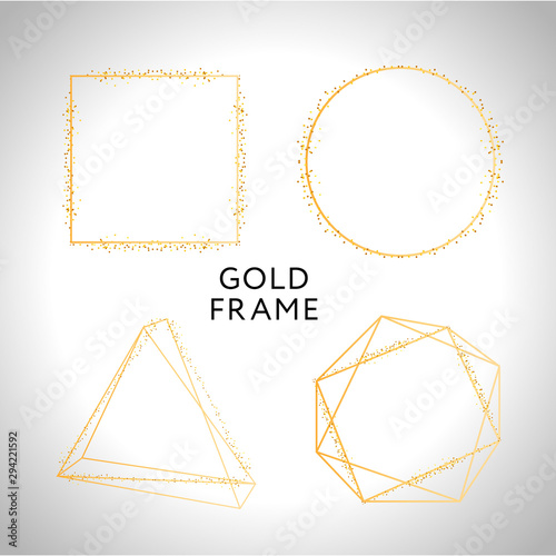 Gold frame decor isolated Vector shiny gold metallic gradient border pattern for your design