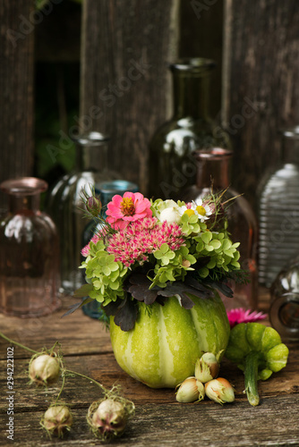 Hollow pumpkin with floral decoration