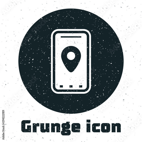 Grunge Infographic of city map navigation icon isolated on white background. Mobile App Interface concept design. Geolacation concept. Vector Illustration