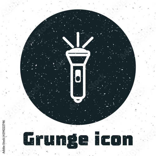 Grunge Flashlight icon isolated on white background. Vector Illustration