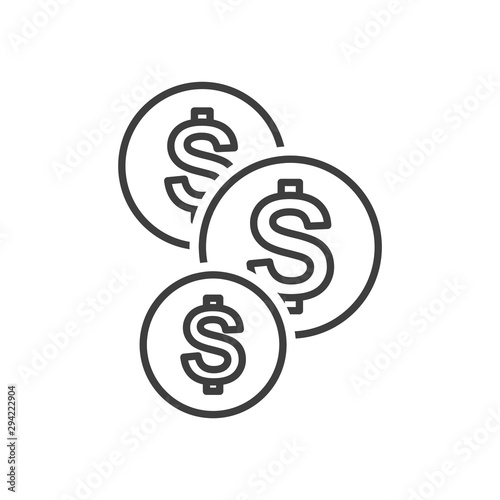 Icon of falling coins. Vector on a white background.
