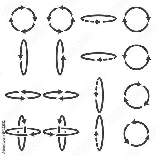 Icon of circular arrows. Turn, flip in different directions. Vector on a white background.