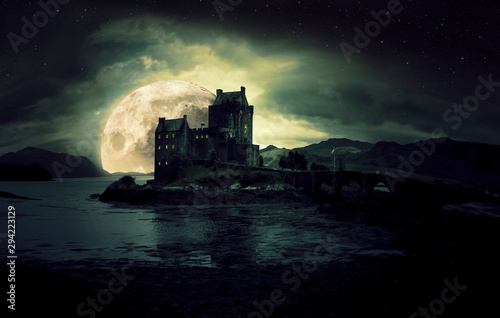 haunted mystic eerie Eilean Donan Castle in Scotland