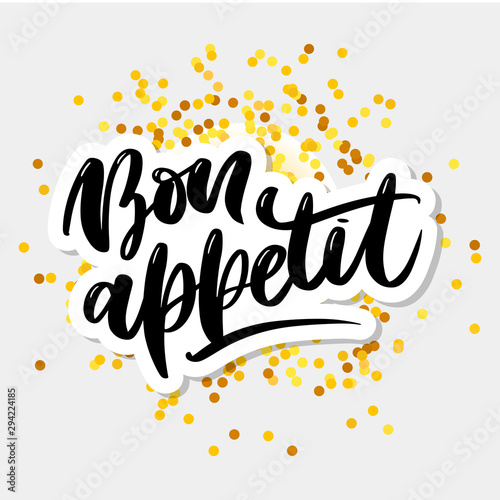 Bon appetit hand drawn lettering. Vector illustration
