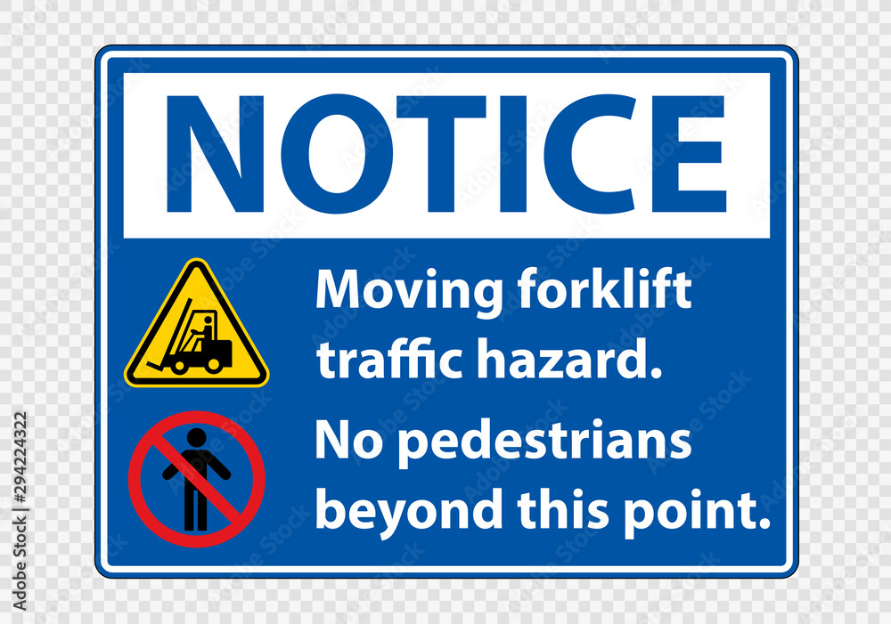 Moving forklift traffic hazard,No pedestrians beyond this point,Symbol Sign Isolate on transparent Background,Vector Illustration