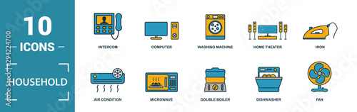 Canvas Print Household icon set