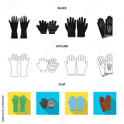 Isolated object of glove and winter sign. Set of glove and equipment stock symbol for web.