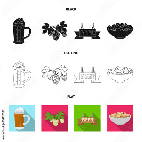 Vector illustration of pub and bar sign. Collection of pub and interior stock symbol for web.