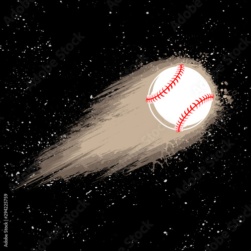 Black space background with white stars and baseball comet movement