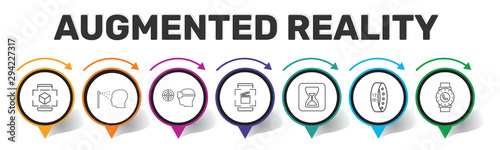 Ar And Vr Infographics vector design. Timeline concept include augmented reality, 360 view, virtual reality icons. Can be used for report, presentation, diagram, web design