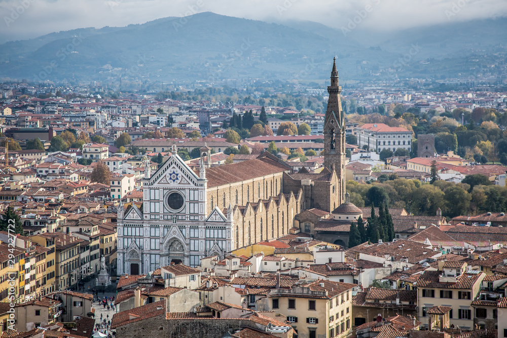 Beautiful view of the Cathedral of Santa Croce and Belltower in Florence, Tuscany, Italy