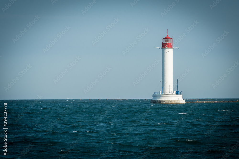 Lighthouse in a sea port of  Odessa, Ukraine