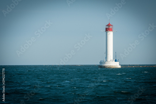 Lighthouse in a sea port of Odessa, Ukraine