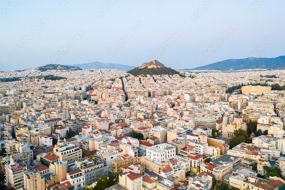 Aerial view of Acropolis and the city centre of the Greek capital