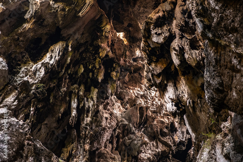 close up rock in cave and shadow with rock 