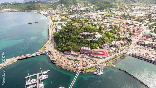 High Aerial view of french saint martin.