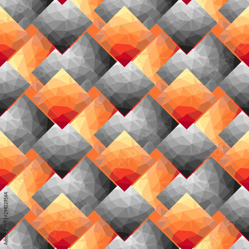 Dark orange  Yellow vector low poly texture seamless pattern. A sample with polygonal shapes. The best triangular design for your business.