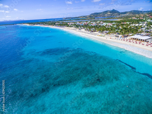 Aerial view of orient bay beach on french st martin © Multiverse
