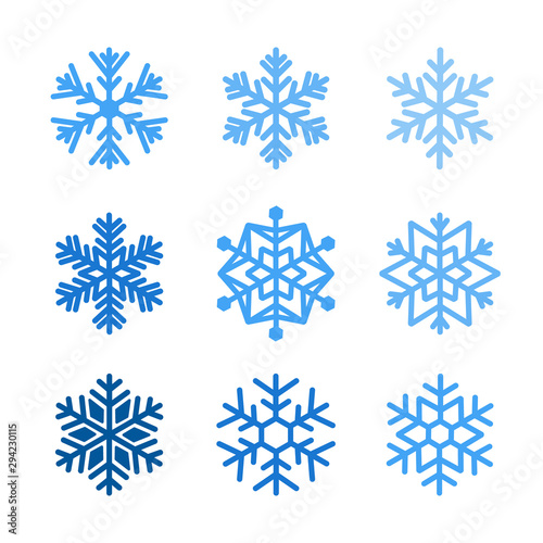 Snowflakes icons. Christmas decoration collection. Winter holiday design elements.